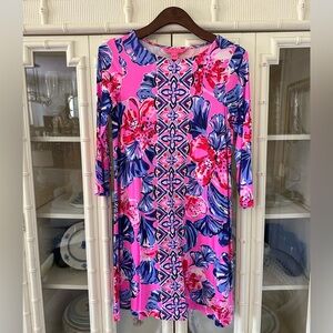 Lilly Pulitzer Ophelia Swing Dress Plumeria Pink In A Holidaze XS